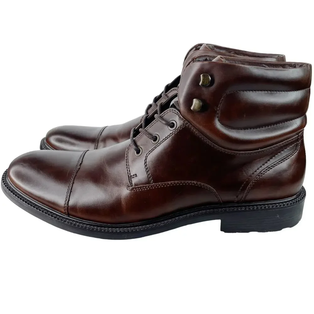 Unlisted by Kenneth Cole Roll With It Faux Leather Boots Brown Mens 13 M